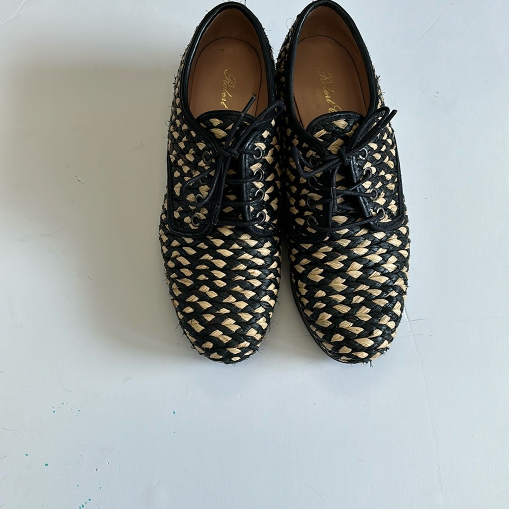 Robert Clergerie Lisa Woven wedge platform oxfords